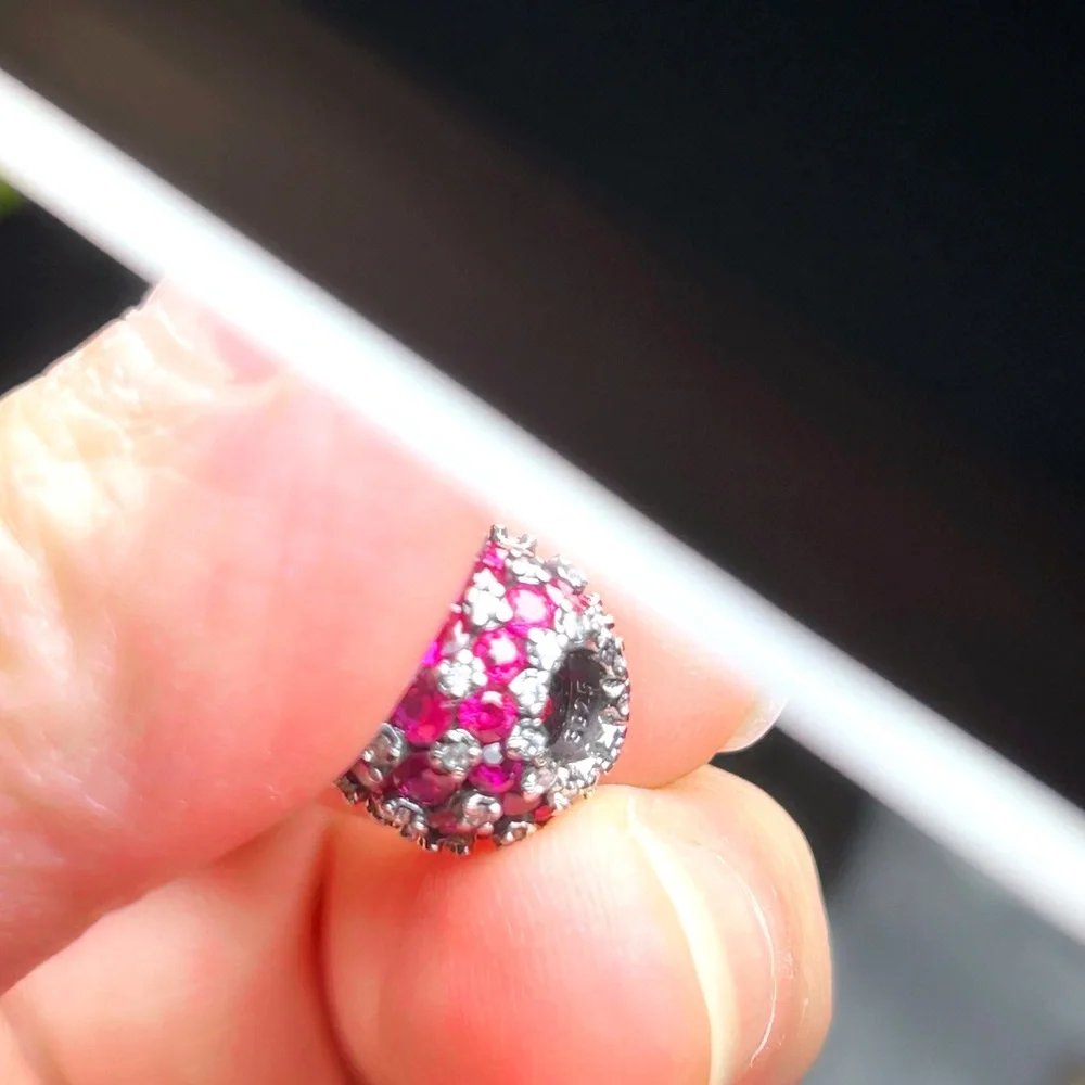 PANDORA Sparkling Pavé Round Pink Charm w/box - Picture 7 of 11